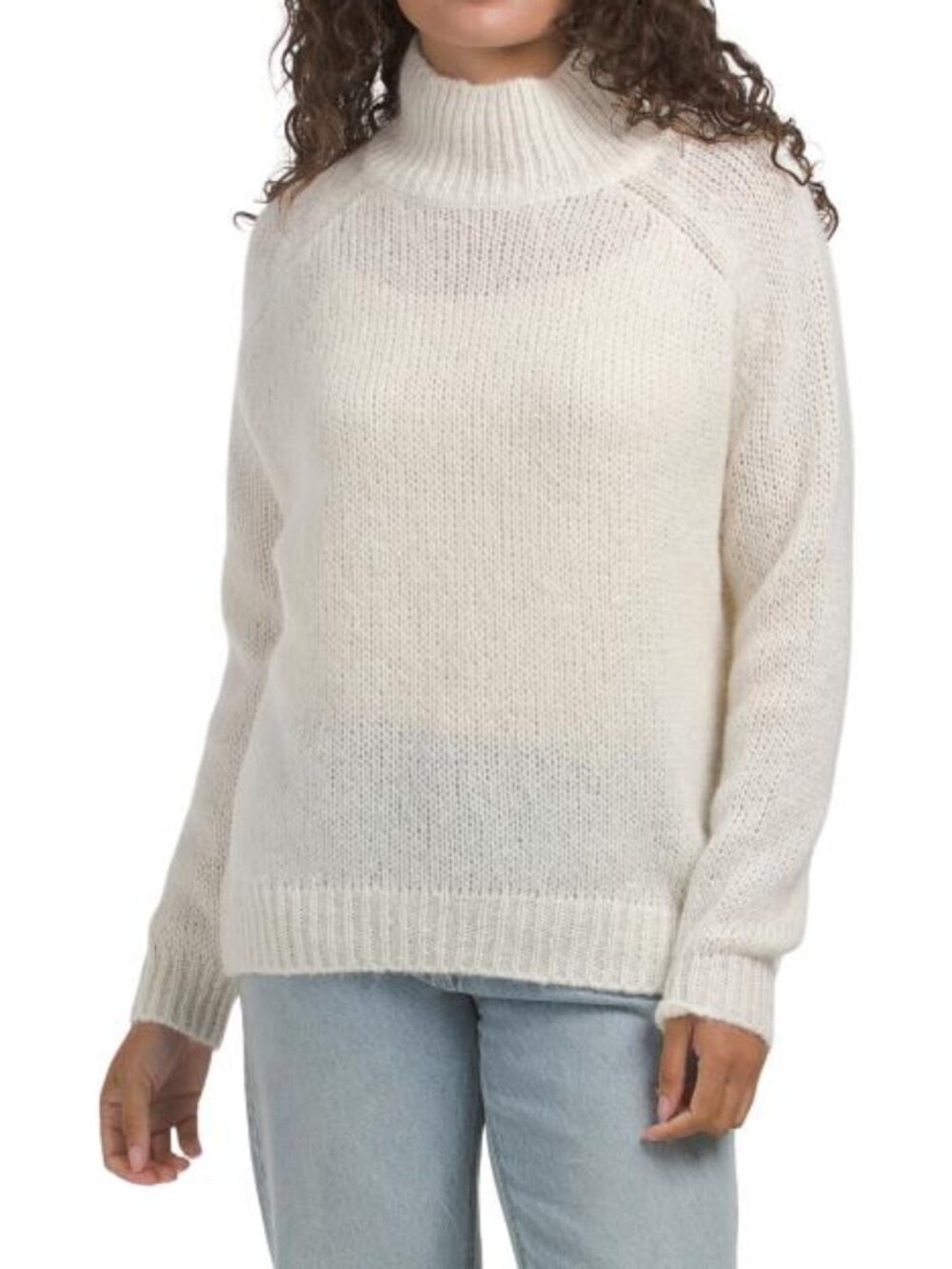 SILVIA NOVELLI Made In Italy Alpaca Blend Furry Mock Neck Sweater